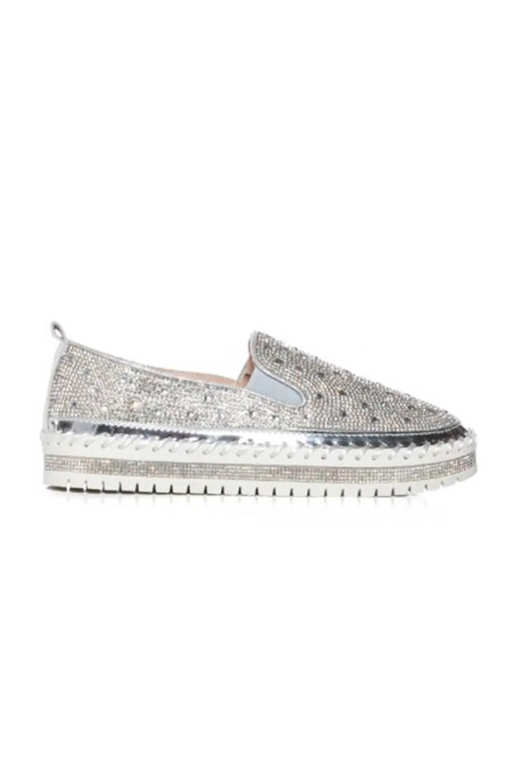 Azalea Wang Brittany Rhinestone Slip On Shoes for Women in Silver | BRITTANY-SILVER sold by Glik’s product image thumbnail 3