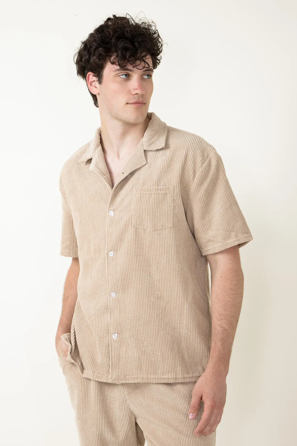 Corduroy Button Up Shirt for Men in Tan | SW35-FW3-TAN sold by Glik’s product image thumbnail 4
