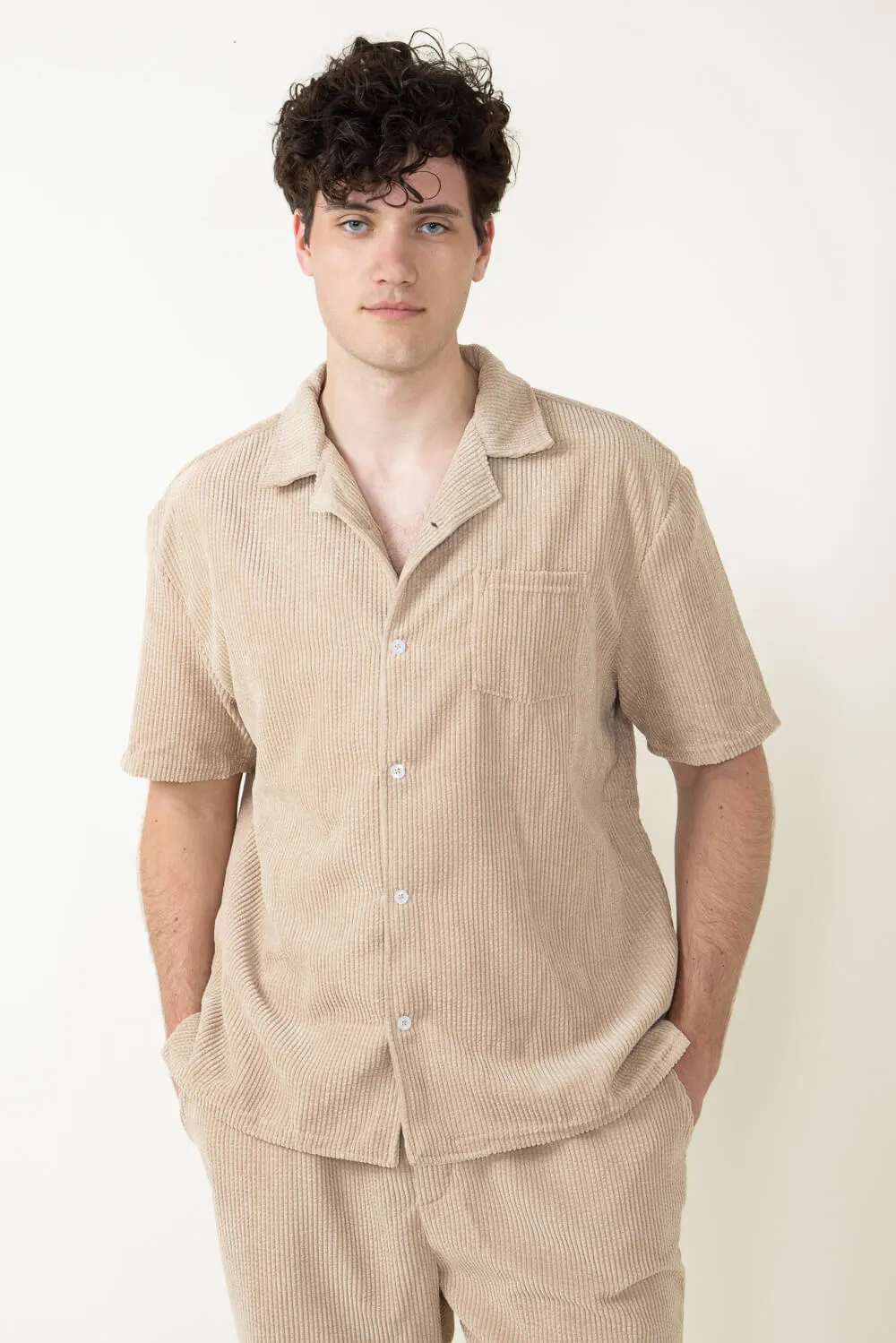 Corduroy Button Up Shirt for Men in Tan | SW35-FW3-TAN sold by Glik’s product image thumbnail 2