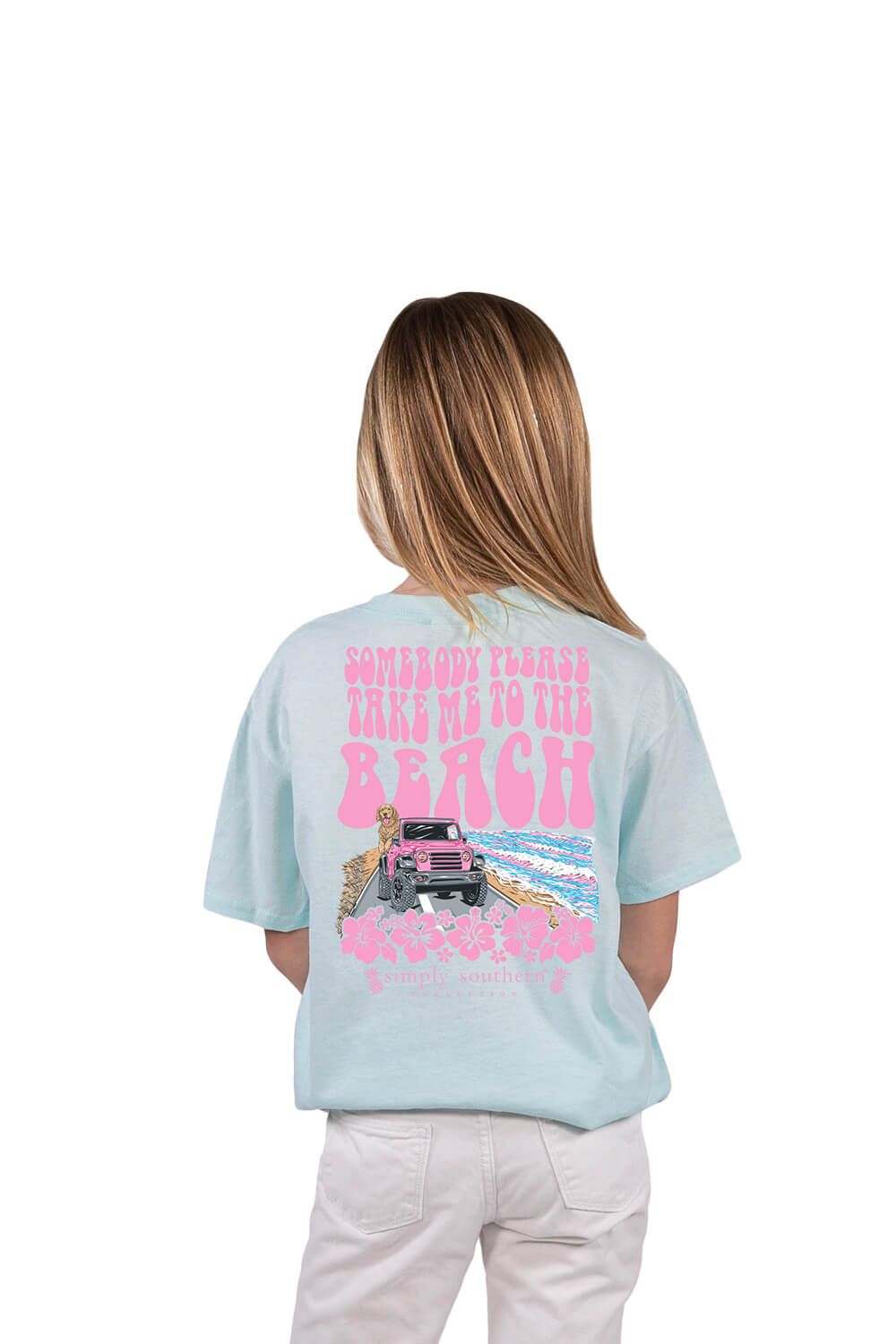 Simply Southern Youth Take Me To The Beach T-Shirt for Girls in Blue | YTH-SS-TAKEME-ICE sold by Glik’s