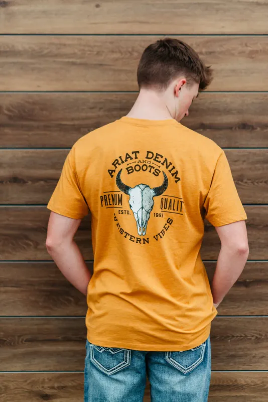 Ariat Bison Skull T-Shirt for Men in Buckhorn Orange | 10047720-BUCKHORN sold by Glik’s