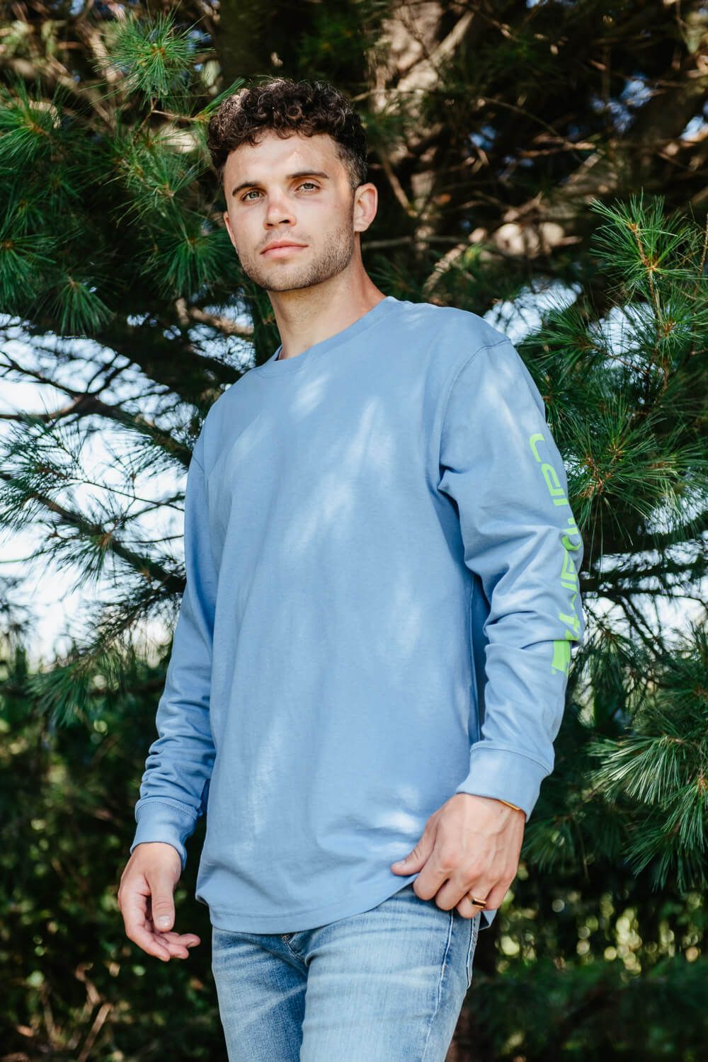 Carhartt Loose Heavyweight Long Sleeve T-Shirt for Men in Skystone Blue | K231-HD0 sold by Glik’s