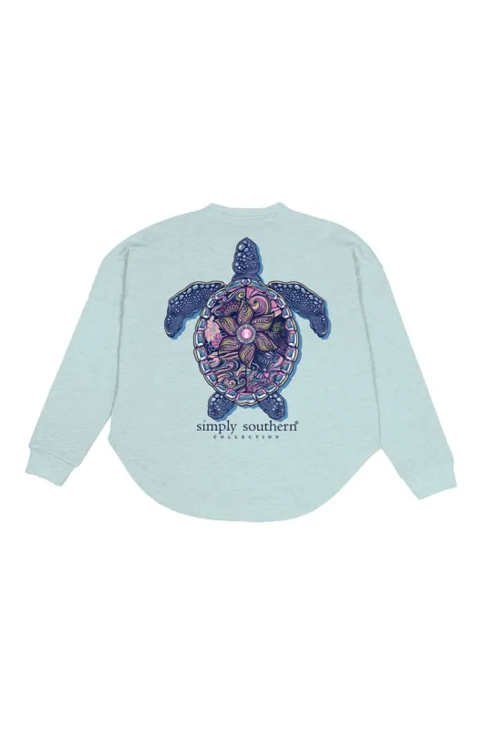 Simply Southern Plus Size Tracking Turtle Boxy Crewneck Pullover for Women in Blue | EXT-TRACK-BOXY-PULL-MDL-OCEAN sold by Glik’s
