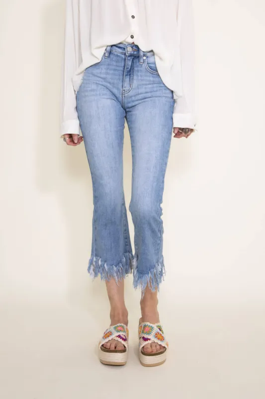 KanCan Arla High Rise Cropped Fray Hem Bootcut Jeans for Women | KC9354M sold by Glik’s