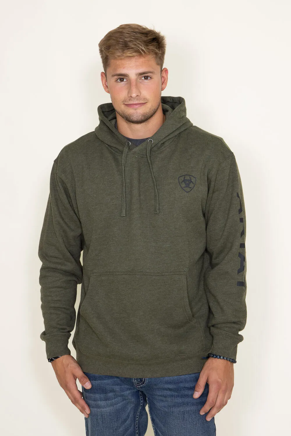 Ariat Logo Hoodie for Men in Green | 10046165-OLIVE sold by Glik’s product image thumbnail 2