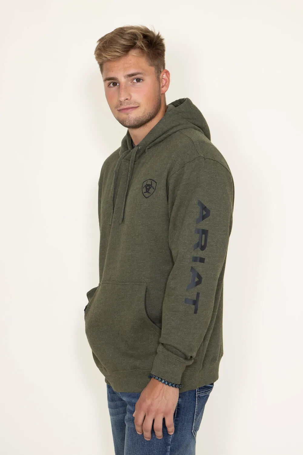 Ariat Logo Hoodie for Men in Green | 10046165-OLIVE sold by Glik’s product image thumbnail 4