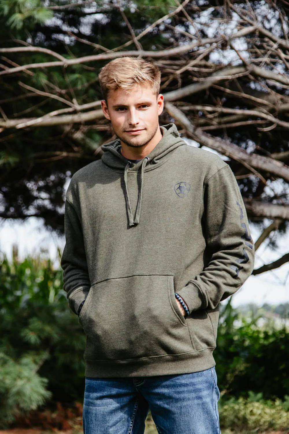 Ariat Logo Hoodie for Men in Green | 10046165-OLIVE sold by Glik’s