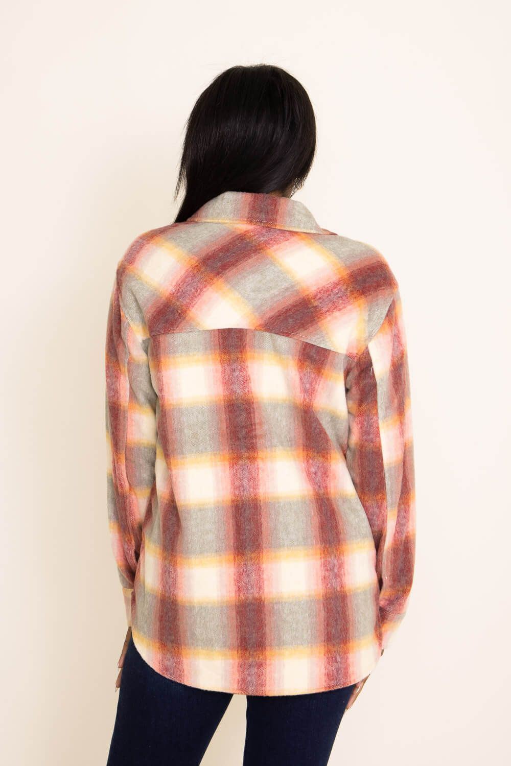 Thread & Supply Chandler Plaid Shacket for Women in Pink | J7711PGK-SUNSET PLAID sold by Glik’s product image thumbnail 3