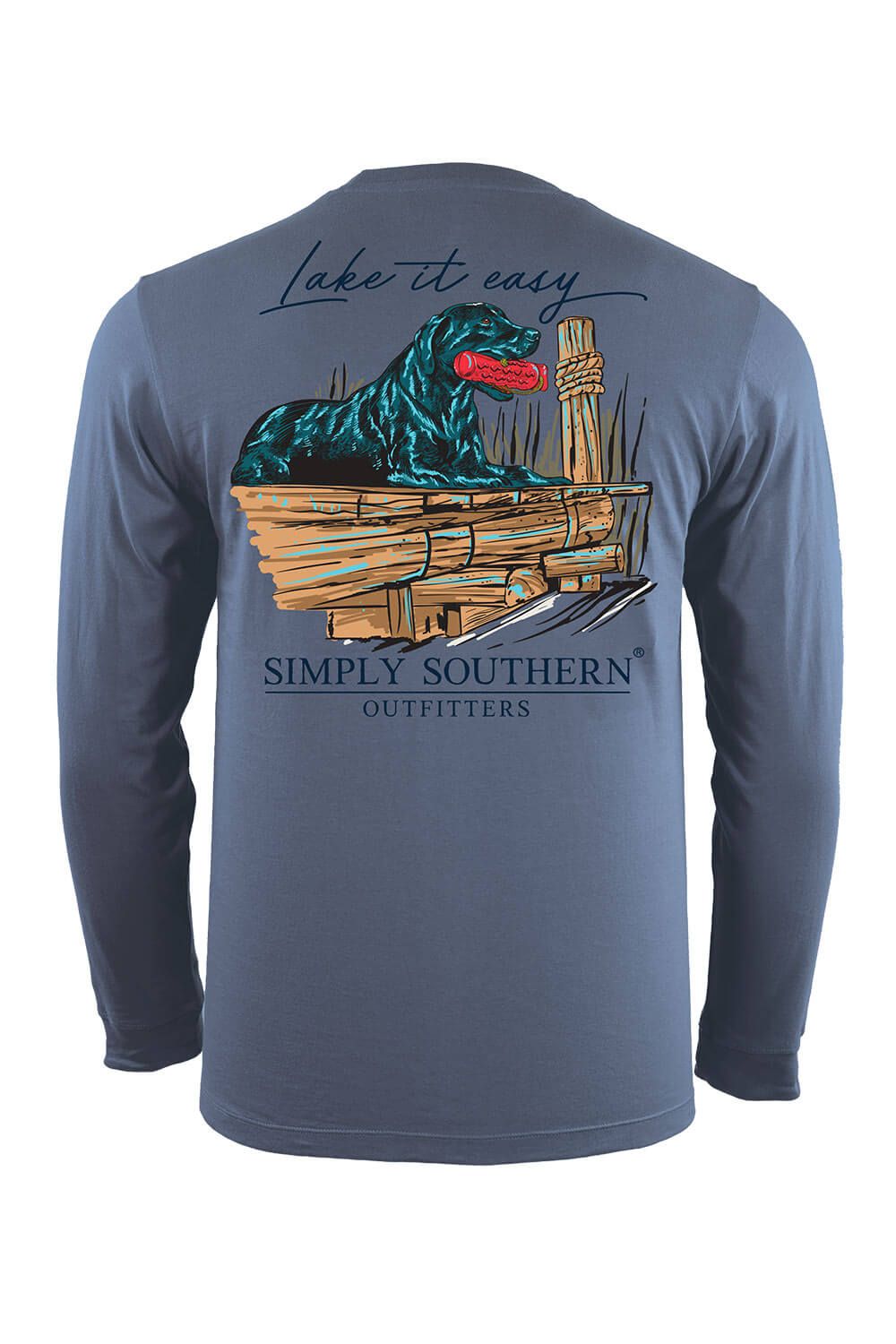 Simply Southern XXL Long Sleeve Lake Lab T-Shirt for Men in Blue | ULS-LAKE-BLUESY-XXL sold by Glik’s