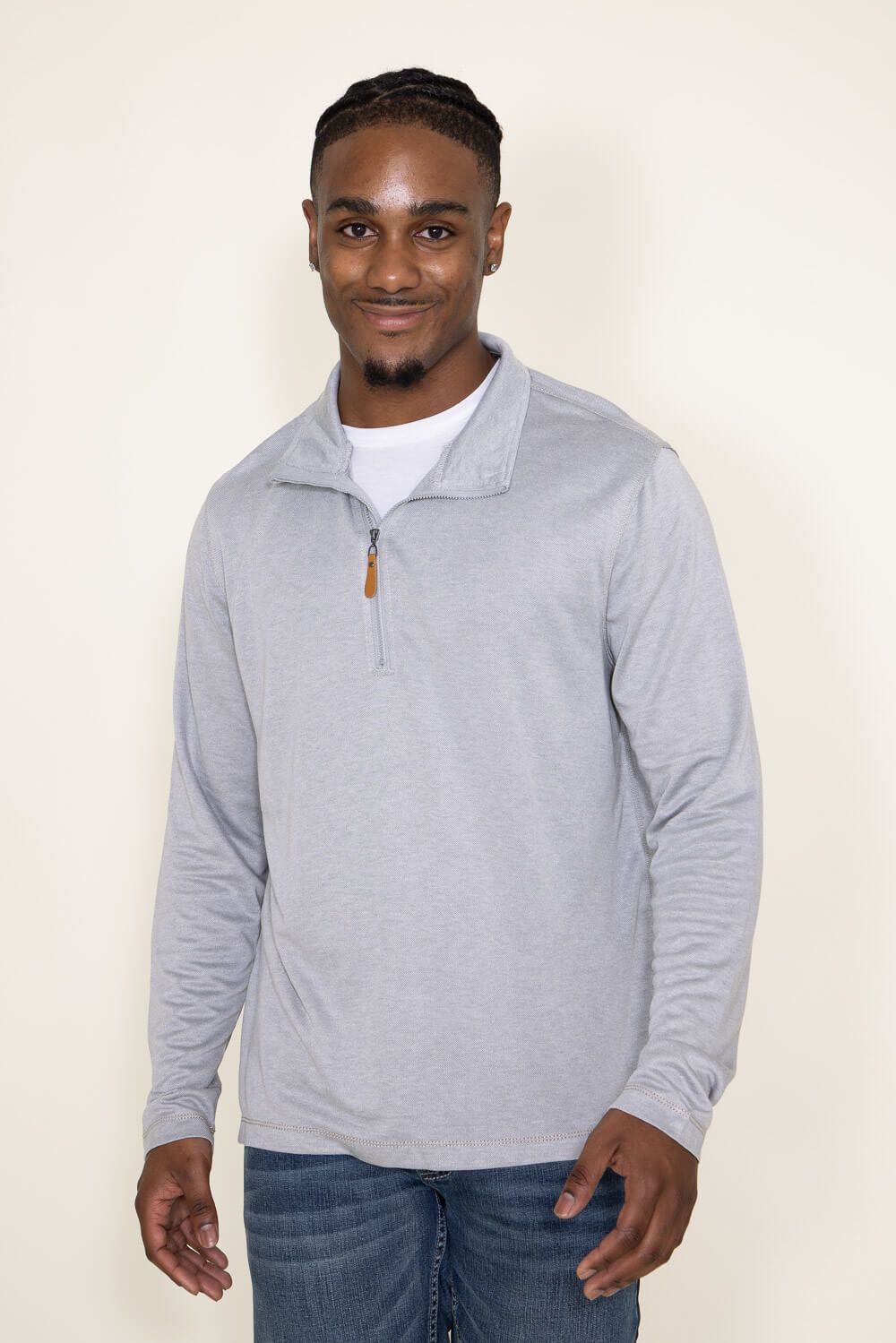 Quarter Zip Pullover for Men in Grey | BNT122108-GRY sold by Glik’s
