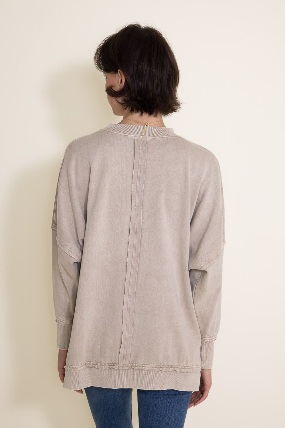 Simply Southern Happy Mind Distressed Pullover for Women in Cream | PP-0223-DSTRSSED-PULL-HAPPY sold by Glik’s product image thumbnail 3