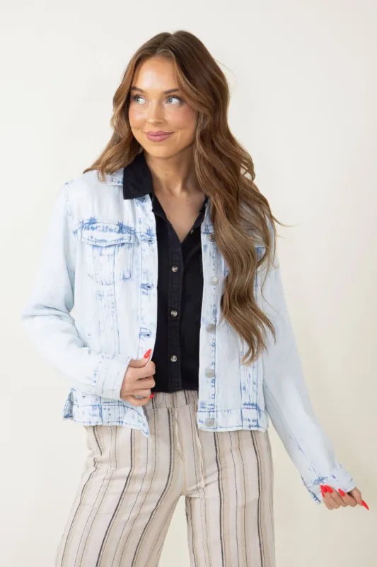 Thread & Supply Jackie Denim Jacket for Women in Icy Mineral Wash | J4837TSLTS-ICYMINERALWASH sold by Glik’s