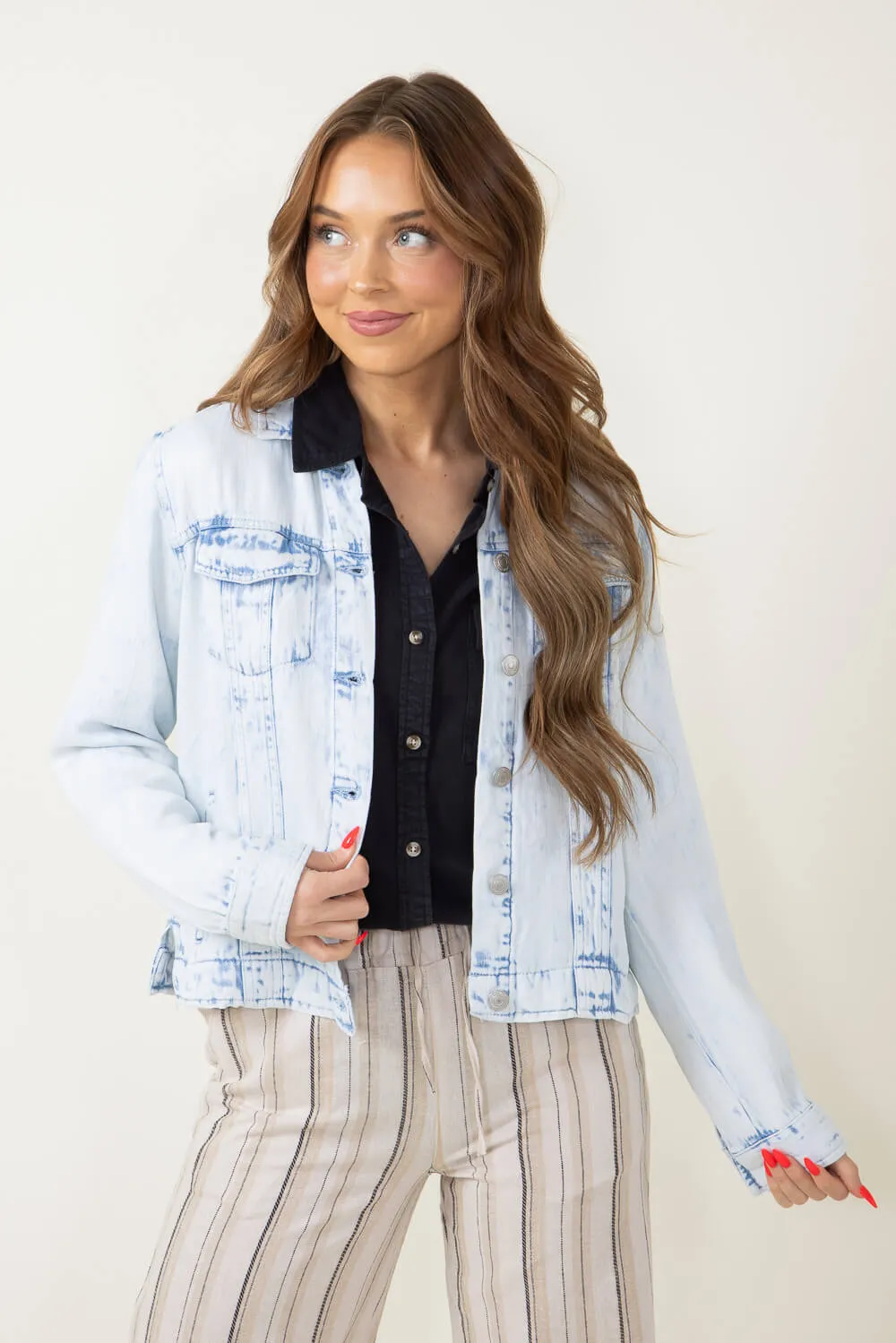 Thread & Supply Jackie Denim Jacket for Women in Icy Mineral Wash | J4837TSLTS-ICYMINERALWASH sold by Glik’s