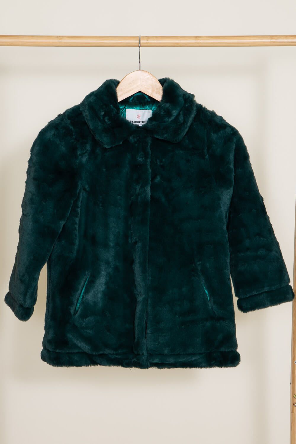 Youth Faux Fur Coat for Girls in Green | 5019AGN sold by Glik’s