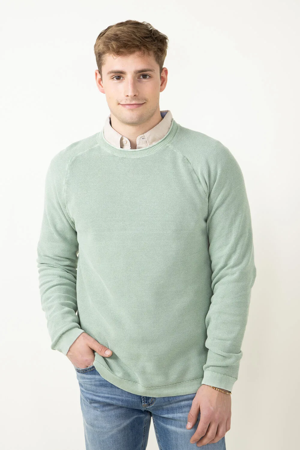 Weatherproof Vintage Stone Wash Crewneck Sweater for Men in Green | S2440120GK-FELDSPARGREEN sold by Glik’s product image thumbnail 2