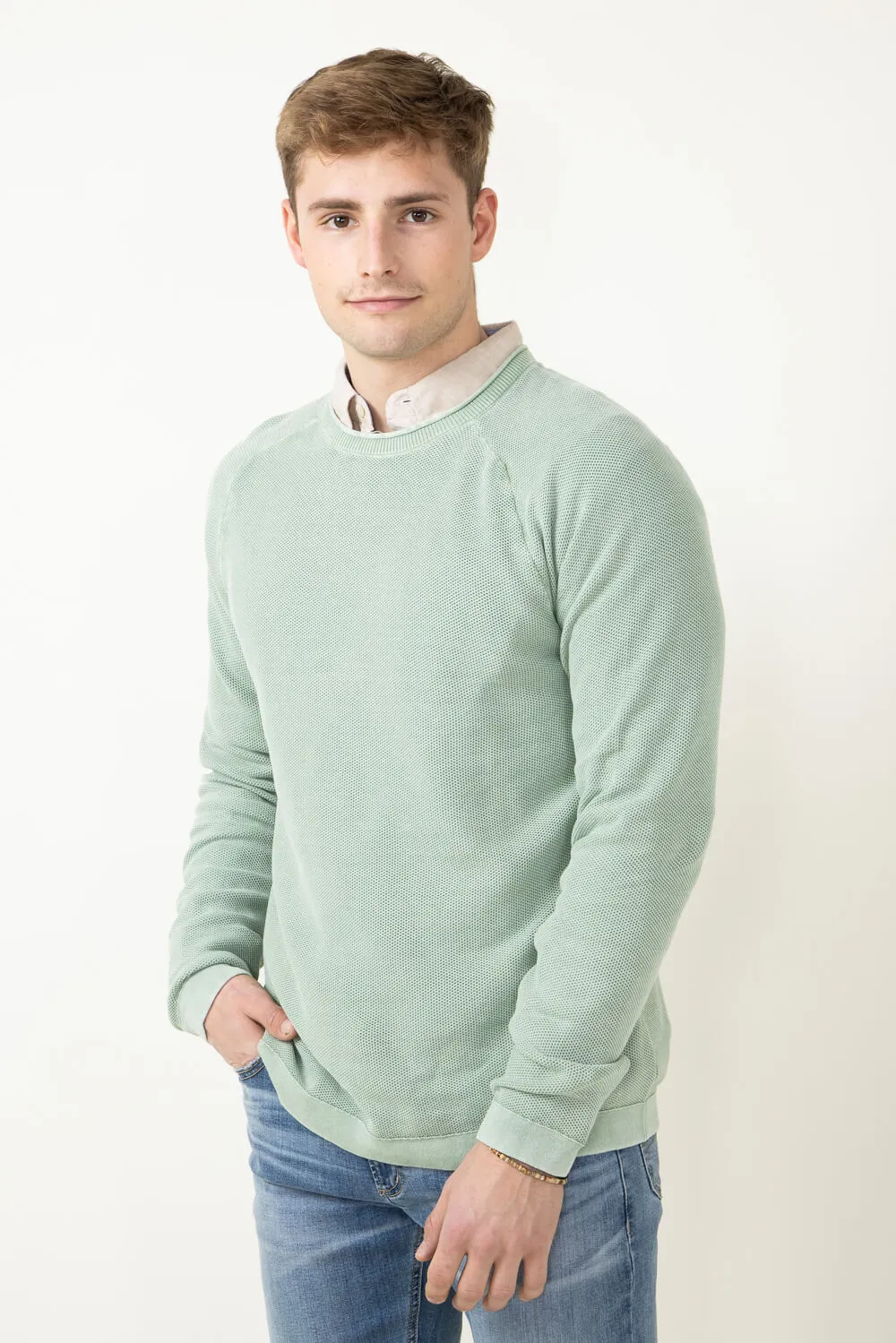 Weatherproof Vintage Stone Wash Crewneck Sweater for Men in Green | S2440120GK-FELDSPARGREEN sold by Glik’s product image thumbnail 4