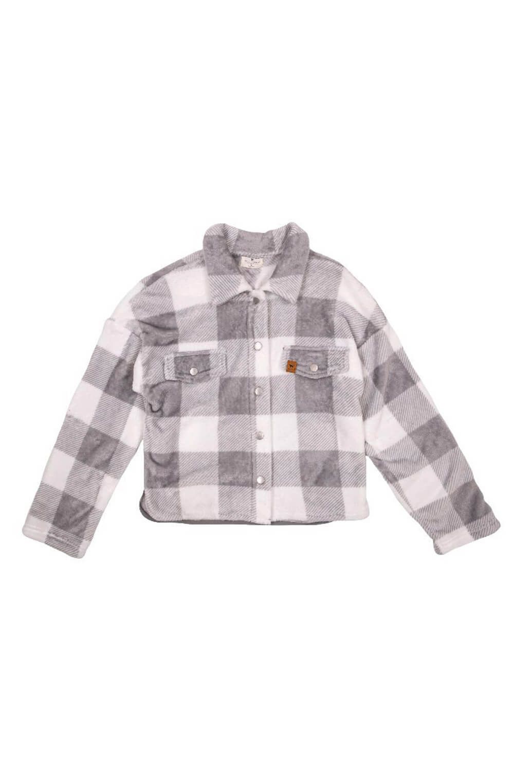 Simply Southern Furry Snap Shacket for Women in Grey Plaid | PP-0223-FURRY-CSHKT-PLDGR sold by Glik’s product image thumbnail 2