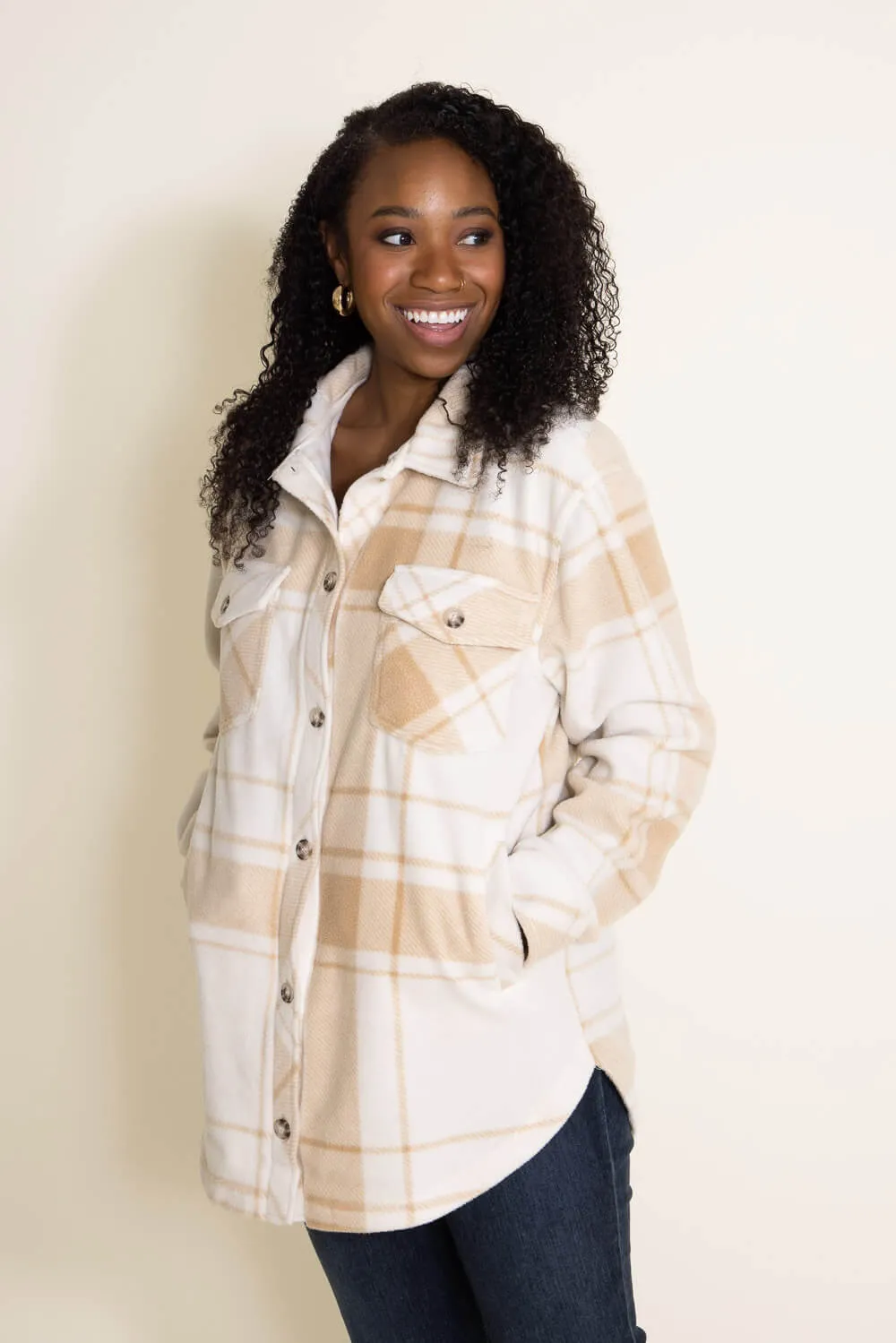 Thread & Supply Tullis Shacket for Women in Cream/Tan | J7711PFKGK-CRM/TAN sold by Glik’s product image thumbnail 4