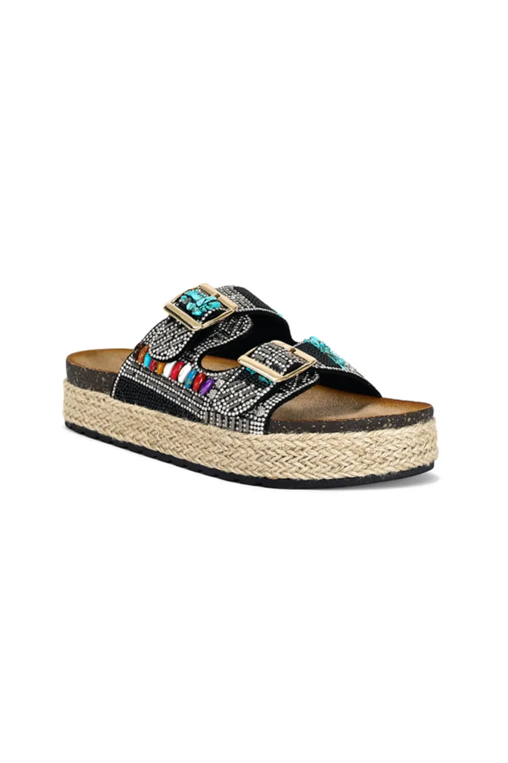 Azalea Wang Kaylum Beaded Slides for Women in Black | KAYLUM-MULTI sold by Glik’s product image thumbnail 2