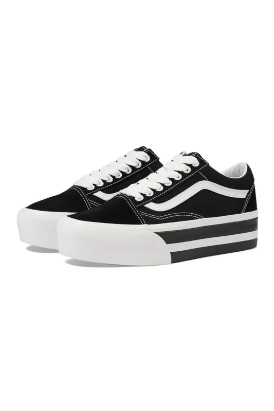 Vans Old Skool Stackform Sneakers for Women in Black/White | VN0009PZBZW sold by Glik’s