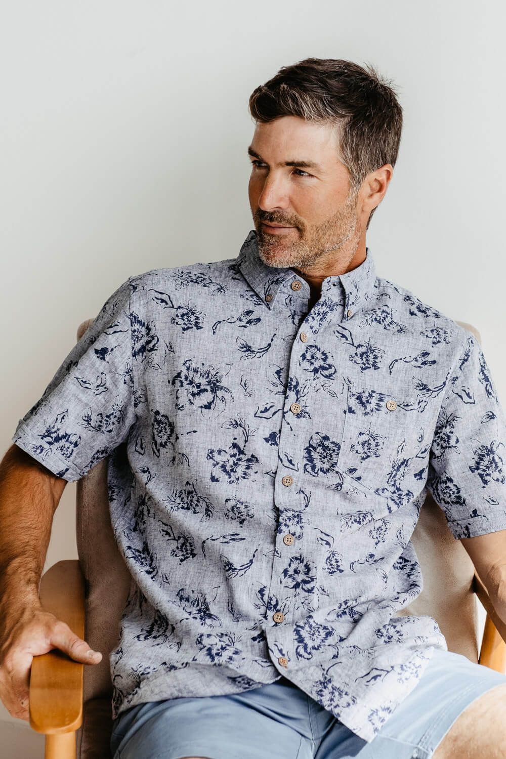 Weatherproof Vintage Linen Shirt for Men in Blue Floral | S2384299GK-DRESSBLUE sold by Glik’s