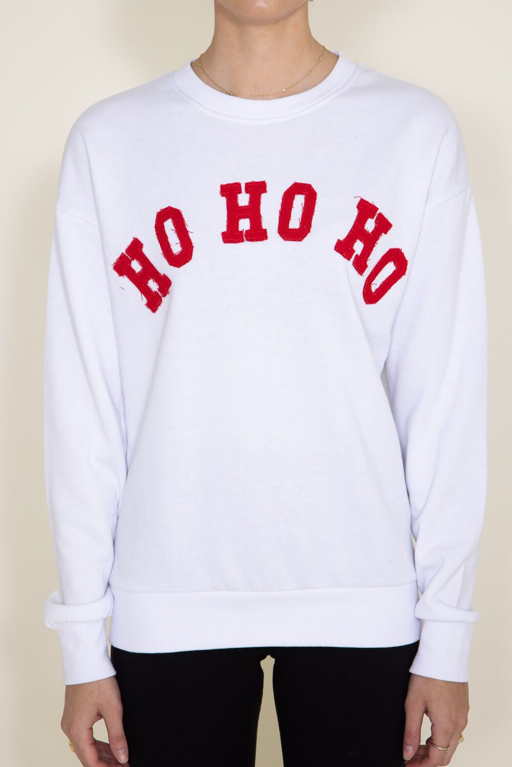 1897 Active HO HO HO Embroidered Fleece Sweatshirt for Women in White | GT077-HOHOHO-WHT/RED sold by Glik’s product image thumbnail 5