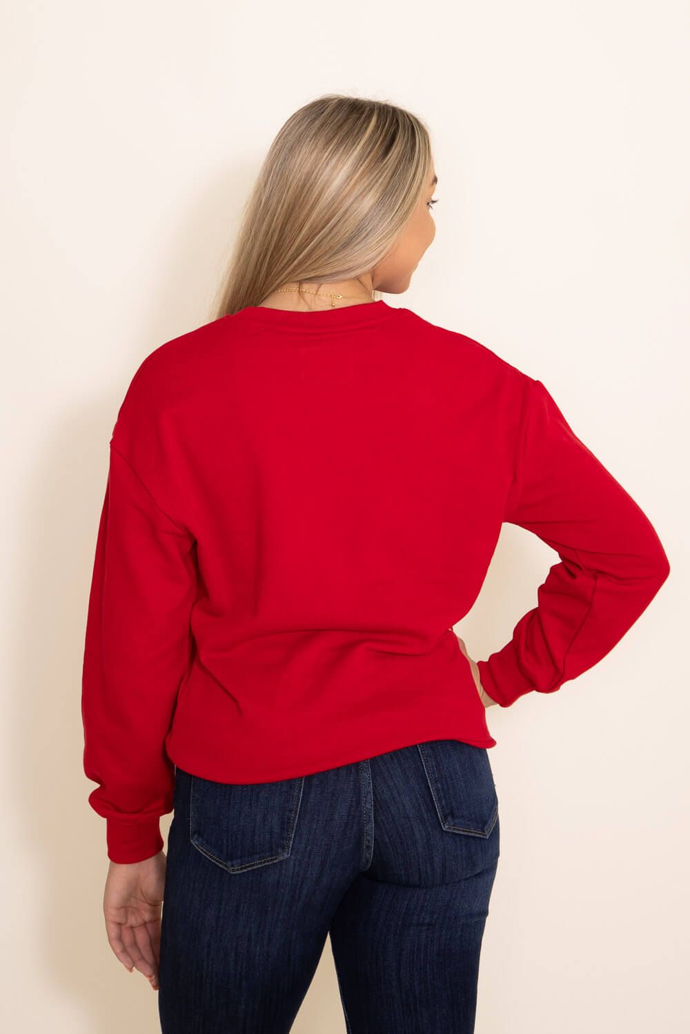 1897 Active Believe Embroidered Fleece Sweatshirt for Women in Red | GT033-BELIEVE-RED sold by Glik’s product image thumbnail 3
