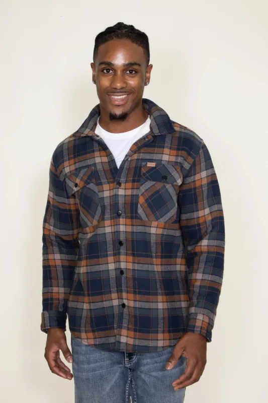 Matix Sherpa Lined Flannel Shacket for Men in Navy/Orange | MTJ05177F3 sold by Glik’s