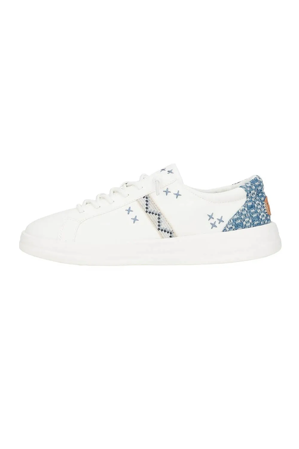 HEYDUDE Women’s Karina Crafted Boho Sneakers in White/Blue | 41966-16S sold by Glik’s product image thumbnail 5