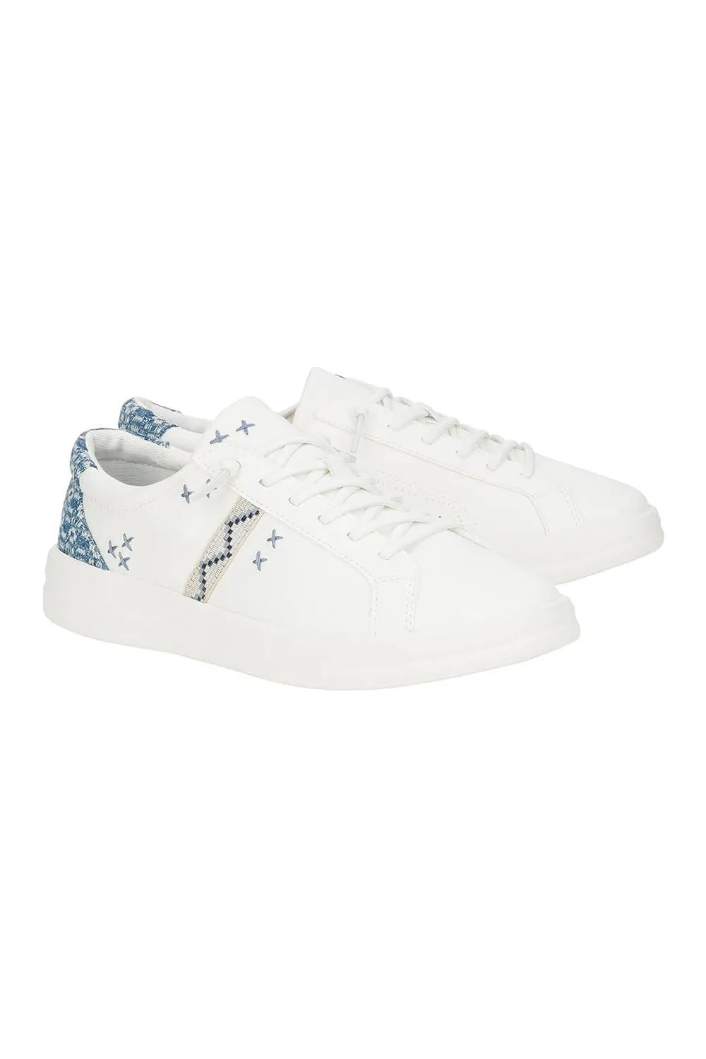 HEYDUDE Women’s Karina Crafted Boho Sneakers in White/Blue | 41966-16S sold by Glik’s product image thumbnail 3