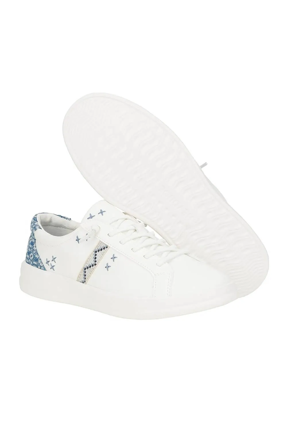 HEYDUDE Women’s Karina Crafted Boho Sneakers in White/Blue | 41966-16S sold by Glik’s product image thumbnail 4