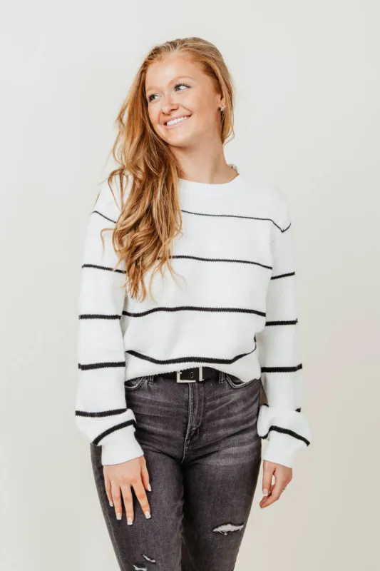 Miracle Striped Sweater for Women in White | F140-WHITEBLACK made by Glik’s