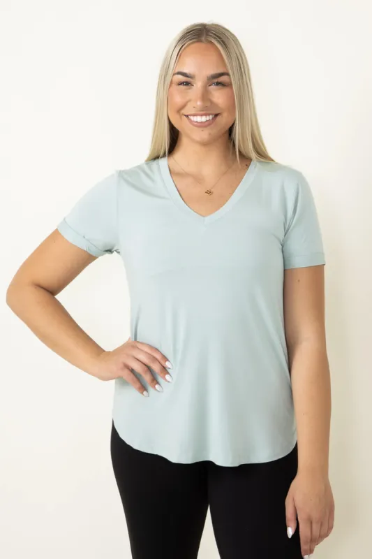 Thread & Supply Recreation T-Shirt for Women in Aqua Grey | T1440LZMTS-AQUAGREY sold by Glik’s