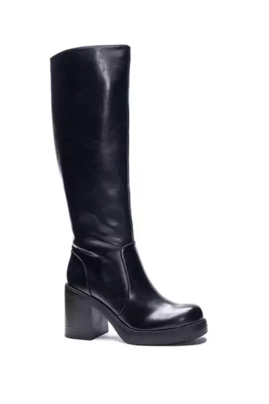 Dirty Laundry Go Girl Tall Platform Boots for Women in Black | GO GIRL SM-BLACK SMOOTH sold by Glik’s