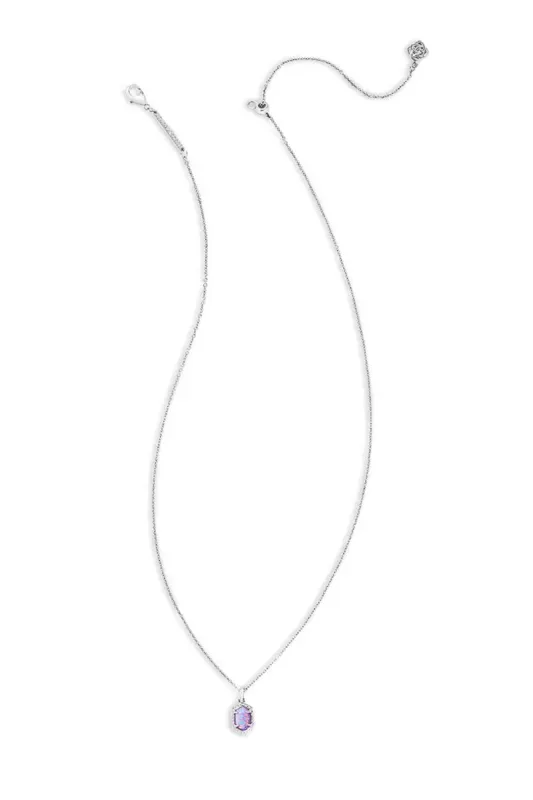 Kendra Scott Daphne Silver Framed Short Pendant Necklace in Lilac Kyocera Opal | N00599RHD-LILAC sold by Glik’s