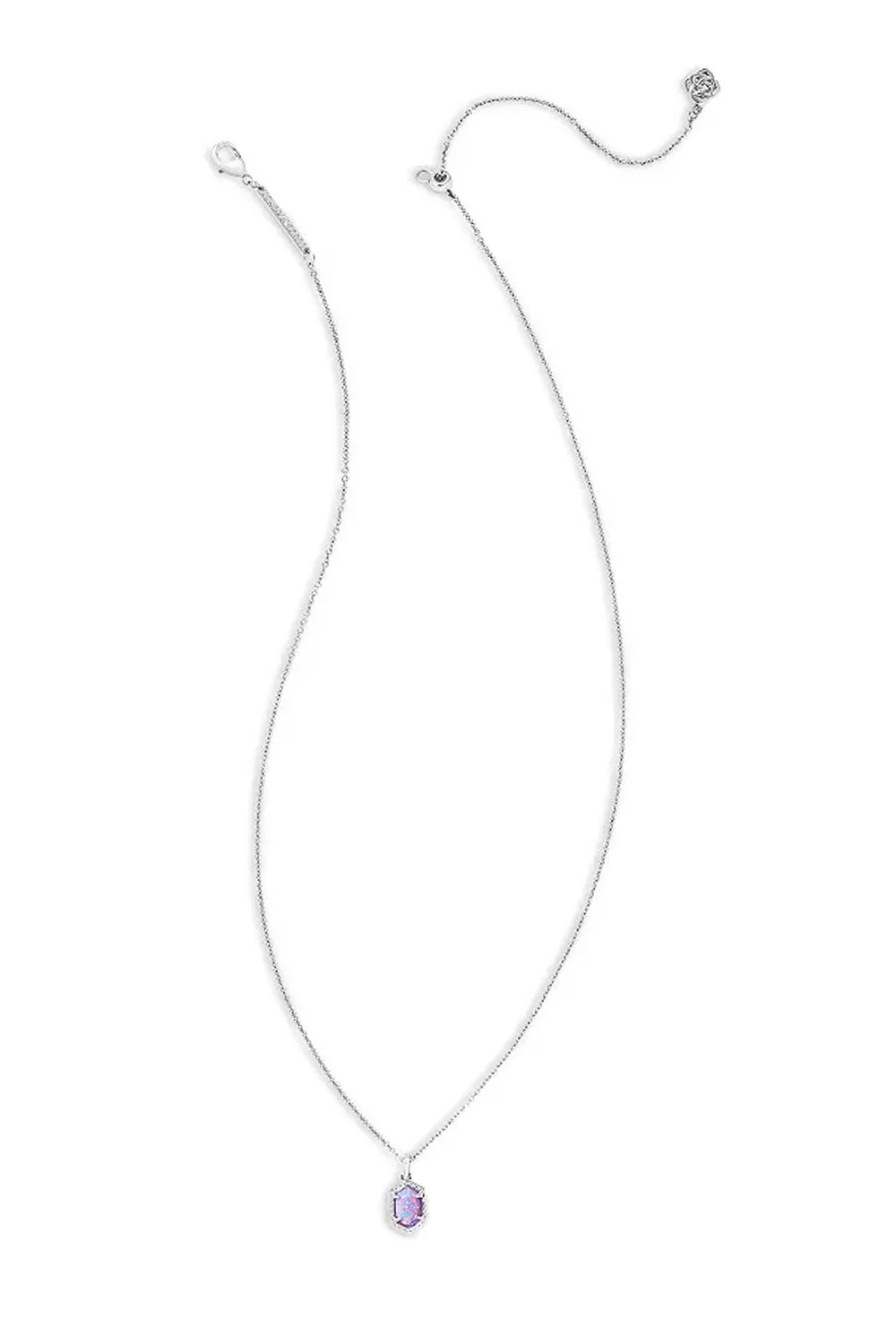 Kendra Scott Daphne Silver Framed Short Pendant Necklace in Lilac Kyocera Opal | N00599RHD-LILAC sold by Glik’s