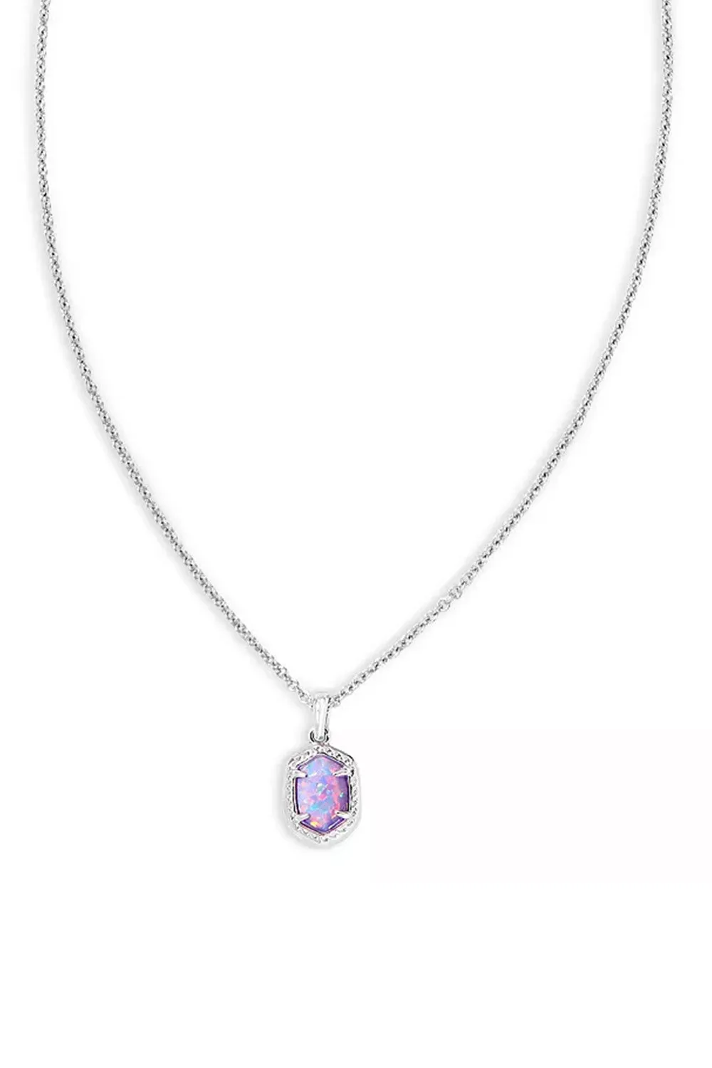 Kendra Scott Daphne Silver Framed Short Pendant Necklace in Lilac Kyocera Opal | N00599RHD-LILAC sold by Glik’s product image thumbnail 2