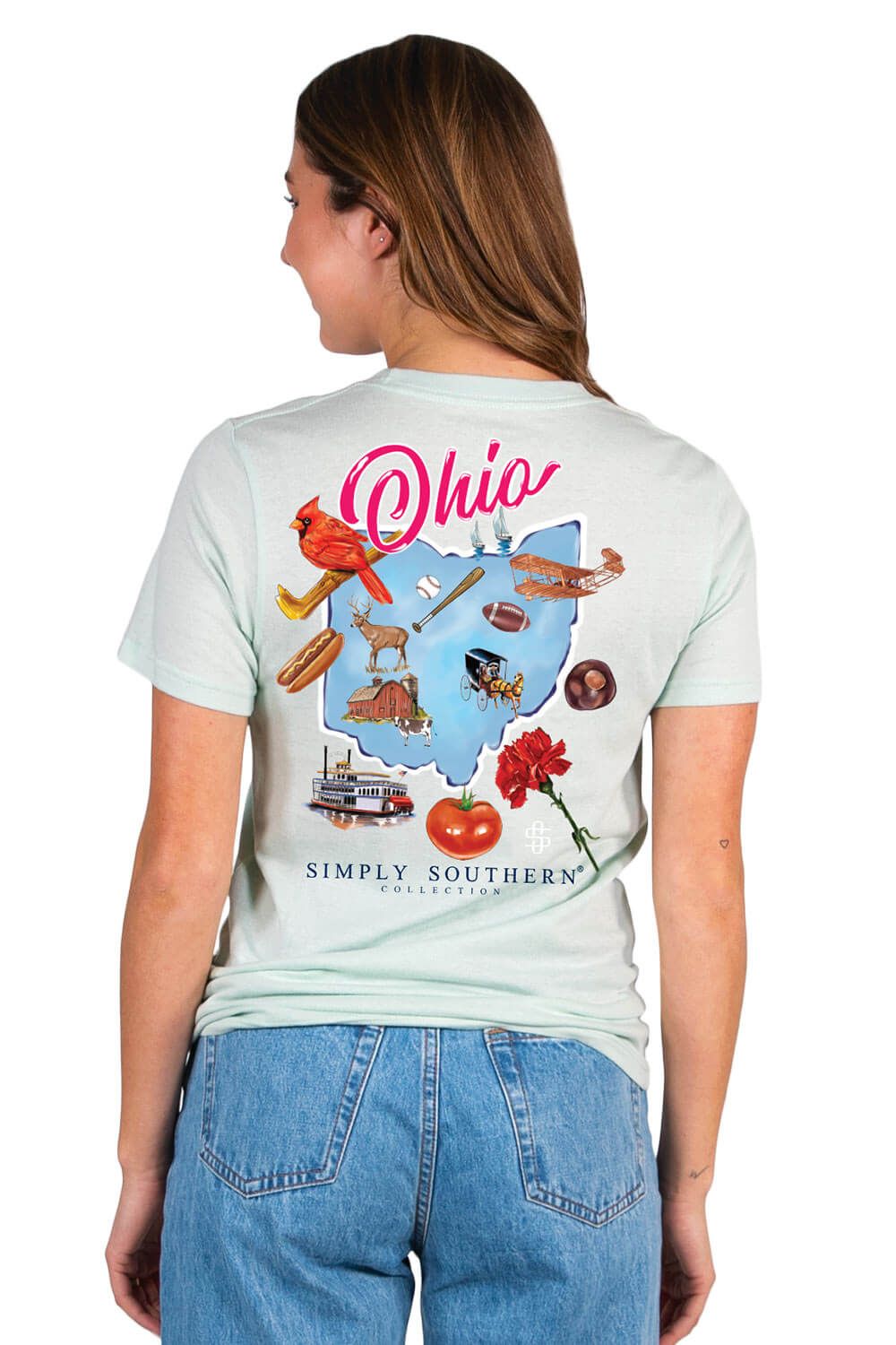 Simply Southern Ohio T-Shirt for Women in Breeze Blue | SS-STATES-OH-BREEZE sold by Glik’s