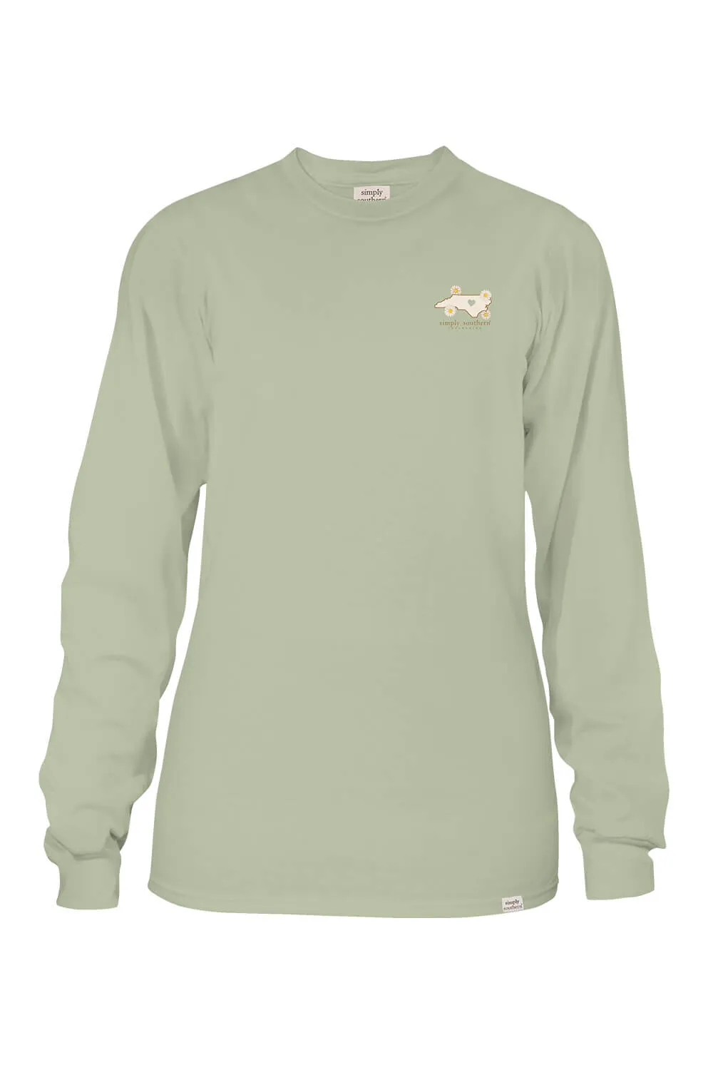 Simply Southern Youth Long Sleeve North Carolina T-Shirt for Girls in Sage | YTH-LS-STATE-NC-SAGE sold by Glik’s product image thumbnail 2