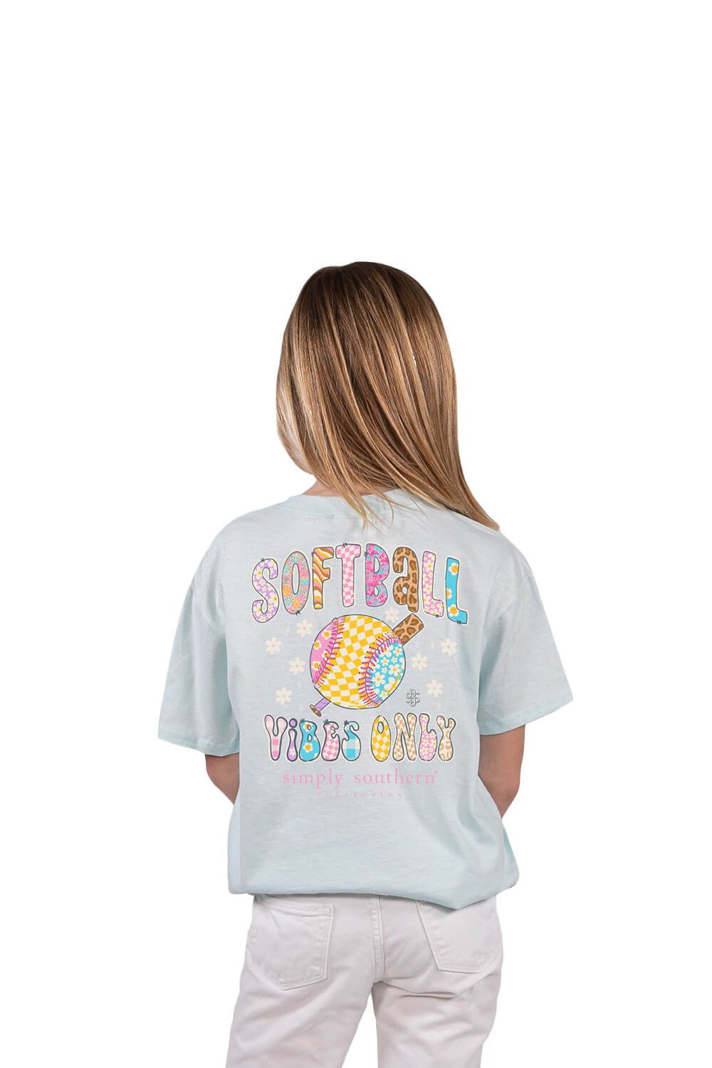 Simply Southern Youth Softball T-Shirt for Girls in Breeze Blue | YTH-SS-SOFTBALL-BREEZE sold by Glik’s