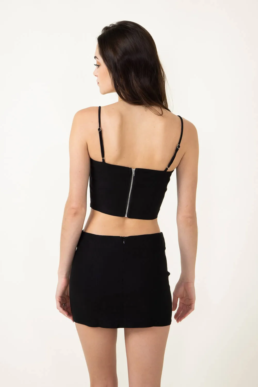 Corset Top and Mini Skirt Matching Set for Women in Black | IBS28724-BLACK sold by Glik’s product image thumbnail 3