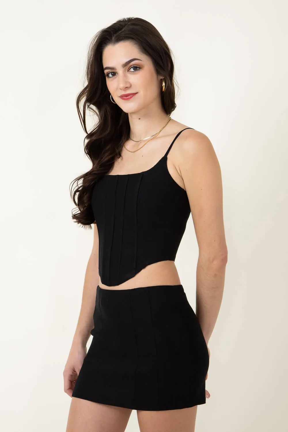 Corset Top and Mini Skirt Matching Set for Women in Black | IBS28724-BLACK sold by Glik’s product image thumbnail 5