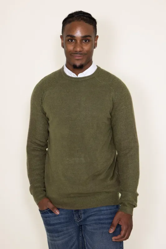 Weatherproof Vintage Soft Touch Raglan Crewneck Sweater for Men in Green | F2340118GK-DRABHEATHER sold by Glik’s