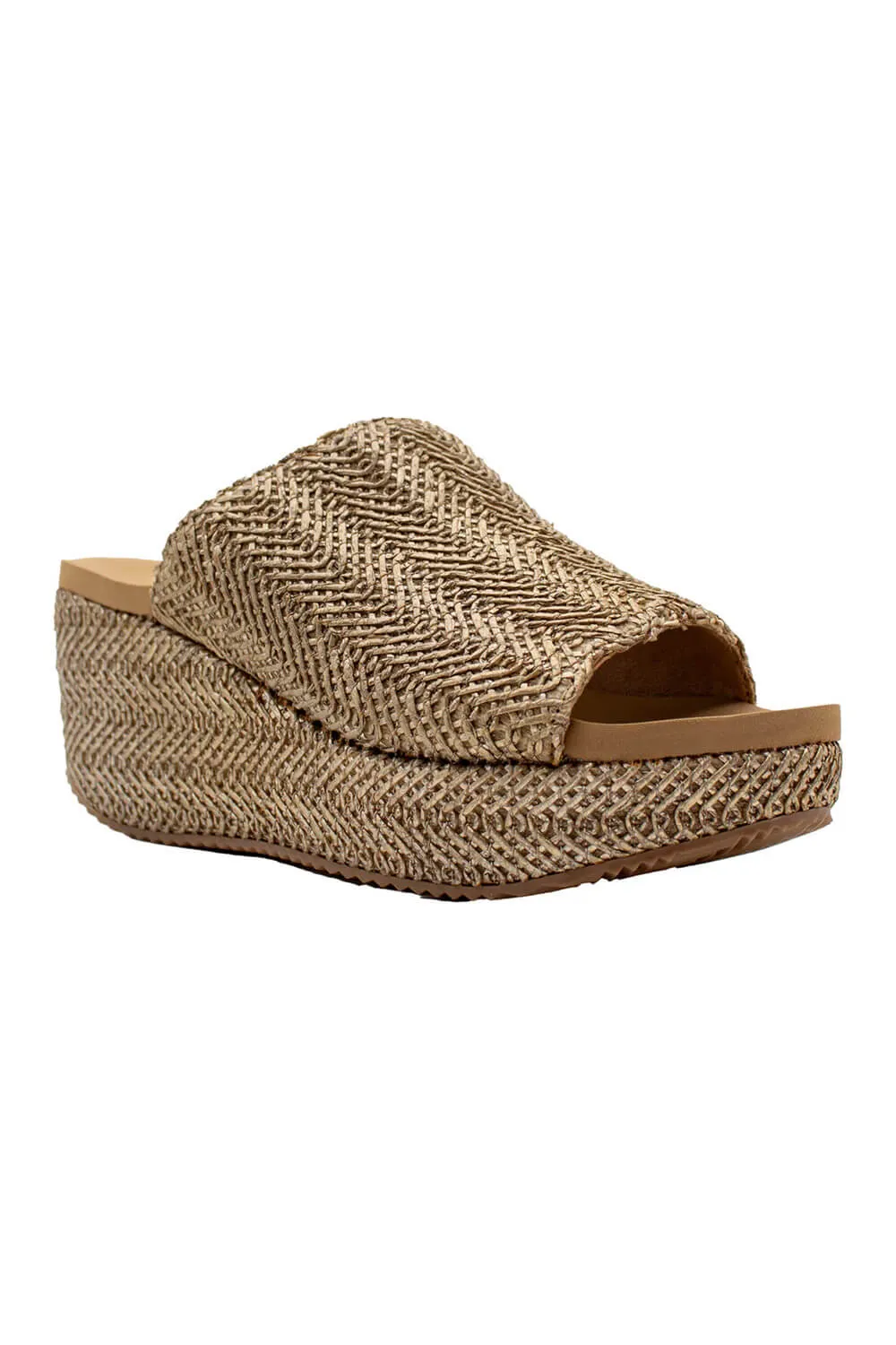 Volatile Canteen Woven Wedge Sandals for Women in Brown | PV1013-PEWTER sold by Glik’s