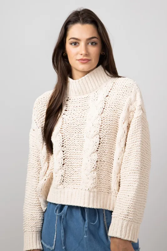 Simply Southern Braid Cropped Sweater for Women in Parchment Cream | PP-0224-SWTR-BRAID-PARCH sold by Glik’s