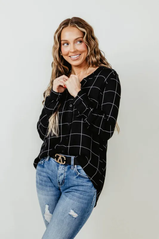 Thread & Supply Eve Button Up Shirt for Women in Black/White Plaid | T1543RHTS-BLACKWHITEPLAID sold by Glik’s
