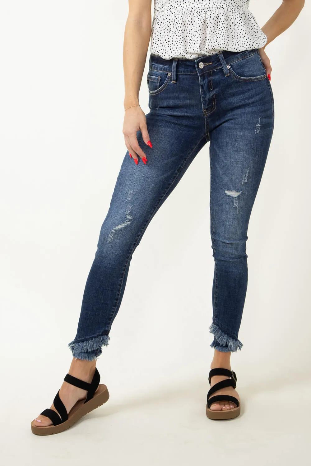KanCan Nala Mid Rise Double Fray Ankle Skinny Jeans for Women | KC6204D sold by Glik’s product image thumbnail 3