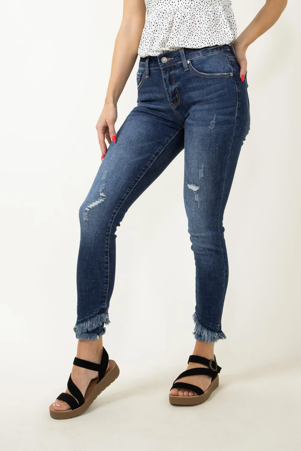 KanCan Nala Mid Rise Double Fray Ankle Skinny Jeans for Women | KC6204D sold by Glik’s product image thumbnail 4