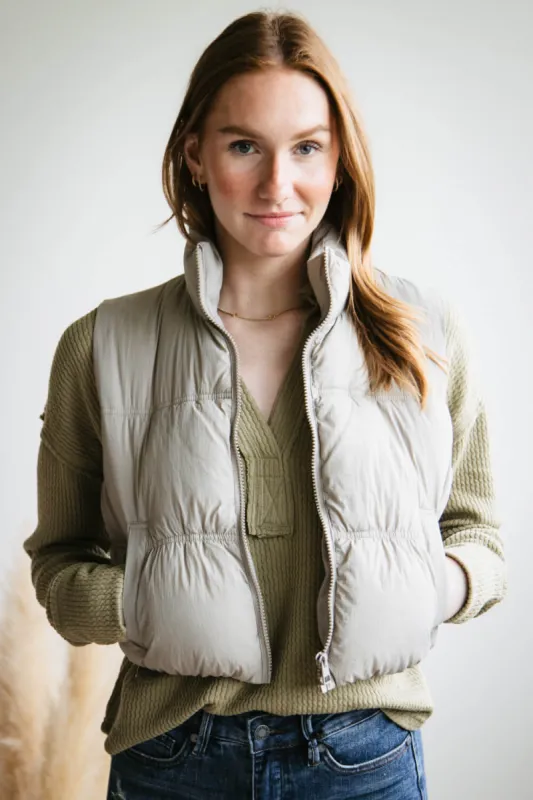 Love Tree Crinkle Puffer Vest for Women in Grey | 5128VH-GREY sold by Glik’s