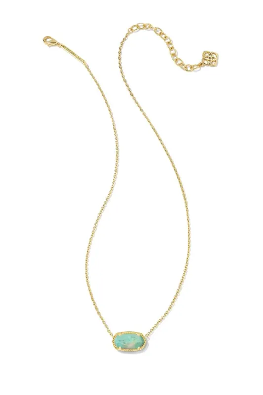 Kendra Scott Elisa Gold Pendant Necklace in Sea Green Chrysocolla | N5067GLD-SEAGREEN sold by Glik’s
